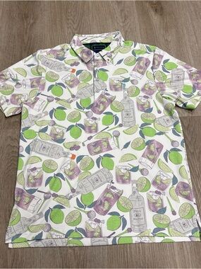 William Murray Polo Shirt Men M Tito's Vodka Golf Allover Print Short Sleeve